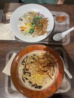 Miso ramen and mushroom ramen!   at VeJin Tokyo Vege Ramen  in Tokyo