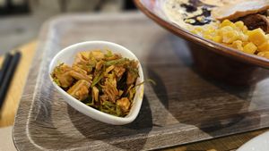 Vegetable chashu and green onion side at VeJin Tokyo Vege Ramen  in Tokyo
