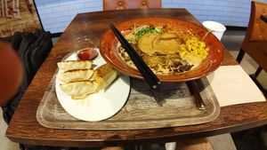 Ramen and gyoza at VeJin Tokyo Vege Ramen  in Tokyo