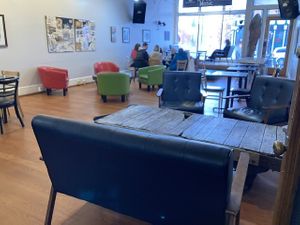 Interior seating at Blackbird Bakery in Mansfield