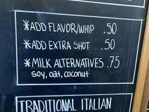 Coffee from the shared space with the coffee house. Dairy-free milk.  at Blackbird Bakery in Mansfield