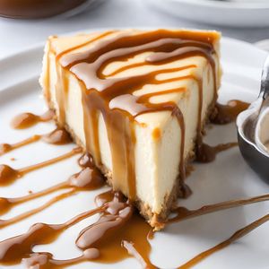 A delectable vegan gluten free caramel cheesecake featuring a luscious, dairy free filling atop a gluten free crust, generously drizzled with rich caramel, buy one get one free. at The Vegan Bistro in Wolverhampton