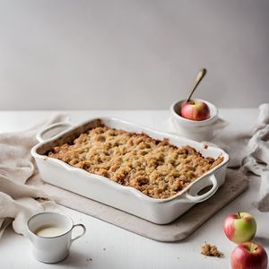 Indulge in the warmth of a vegan, gluten-free apple crumble without compromise-a delightful harmony of sweet,tender apples beneath a golden, oat-based crumble, BUY ONE GET ONE FREE at The Vegan Bistro in Wolverhampton