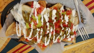 Vegetarian nachos at Burrito Surf Burrito Shop in Cabo San Lucas