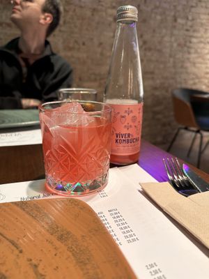 Strawberry kombuch  at Verduritas in Malaga
