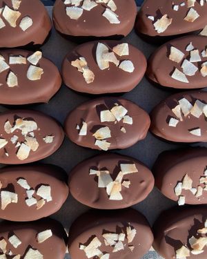 Traditional Latvian dessert - vegan curd cheese bar at Brīvais Veikals in Ikskile