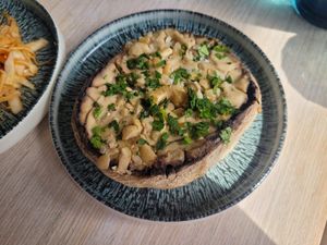 Stuffed Mushroom, Cashew Crumble at Freckled Angel in Menai Bridge