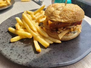 Vegan Burger at Freckled Angel in Menai Bridge