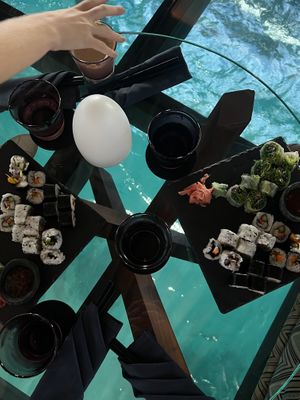 Vegan sushi over water  at Upa Upa in Bora Bora