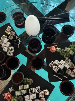 Vegan sushi over water  at Upa Upa in Bora Bora