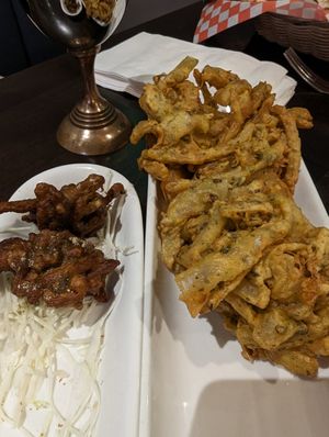 Methi pakora, onion bhaji at Taj Bistro-Sudbury in Sudbury