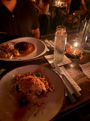 At the front is the coliflor asado which was one of the vegan options at Backroom️ Bar in Buenos Aires