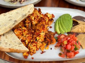 Tofu scramble plate with chorizoo #Veganuary at Café Vegetal - Coyoacán in Mexico City