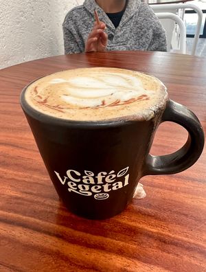 ‘No-tella’ Latte. Yum!  #Veganuary at Café Vegetal - Coyoacán in Mexico City