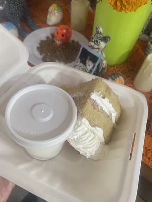 Pastel de Tres Leches Con Crema Lecha (To Add on Top) Frijol would have loved it 🥲💕  at Café Vegetal - Coyoacán in Mexico City