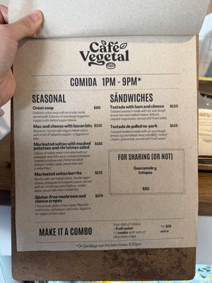 Menu   at Café Vegetal - Coyoacán in Mexico City