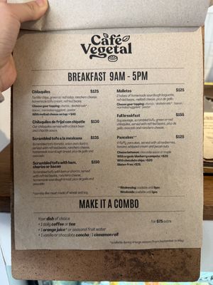 Menu  at Café Vegetal - Coyoacán in Mexico City