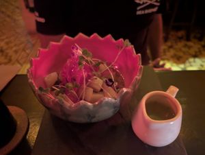 Yacon, watermelon etc salad at Alquímico in Cartagena