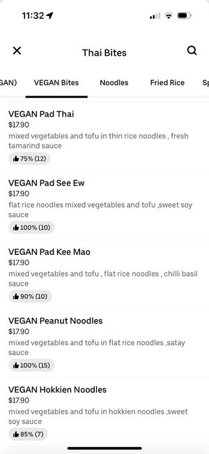 Menu 2/2  at Thai Bites in Kogarah