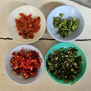 Chili pastes at May Kaidee x Morning Glory Home Cookery School in Chiang Mai