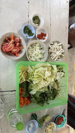 Mise en place  at May Kaidee x Morning Glory Home Cookery School in Chiang Mai