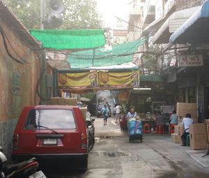 As seen from alley at Lee Jae Veg in Bangkok