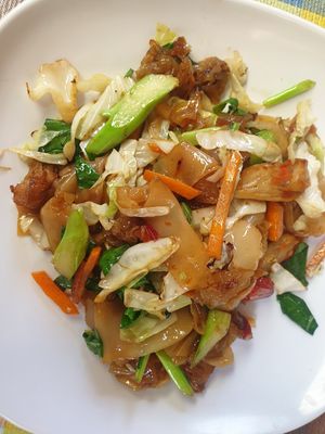 Pad Thai with mock meat. at Lee Jae Veg in Bangkok