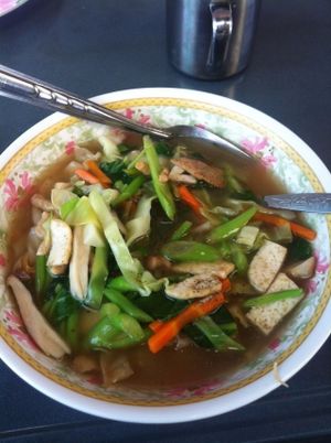 Yummy soup for 30 Baths at Lee Jae Veg in Bangkok