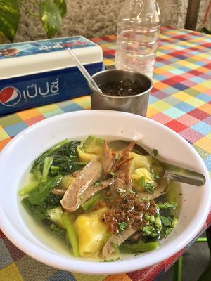 Wanton soup (Kiew Nam) - highly recommend  at Lee Jae Veg in Bangkok