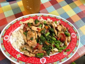 Pad krapow  at Lee Jae Veg in Bangkok