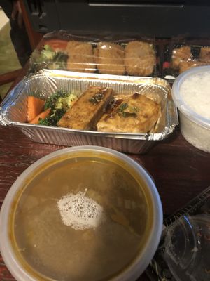 Teriyaki tofu and katsu tofu  at Umami in Dorking