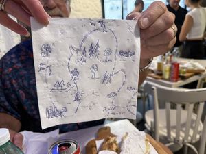 Napkin art on one of the walls so my husband drew Michigan!  at Schiaccia Passera in Florence