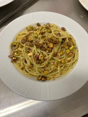 OUR VEGAN PESTO SPAGHETTI WITH PISTACHIOS  at Bella Estrela in Covilha