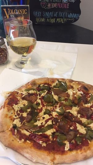 Vegan pizza and cider! at Mexitaly in York