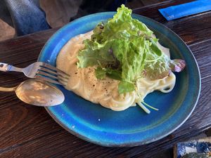 Cacio e pepe udon  at Hakoo Cafe Me in Kamakura