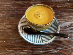Pumpkin soup  at Hakoo Cafe Me in Kamakura