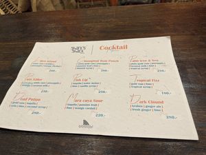 Cocktail menu  at Shark's Shack in Chiang Mai