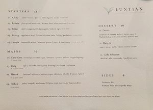 Menu November 2023 at Luntian in Auckland