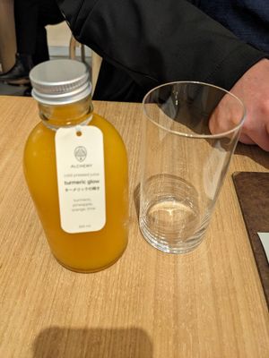 Turmeric glow cold pressed juice at Alchemy Tokyo -Azabudai Hills - アルケミー in Tokyo