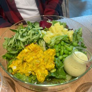Build your own Salad with edamame, potato salad, tofu ‘egg’ and cucumber toppingg  at Alchemy Tokyo -Azabudai Hills - アルケミー in Tokyo