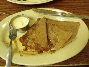 Pizzadilla with cashew sauce at Portia's Cafe in Columbus