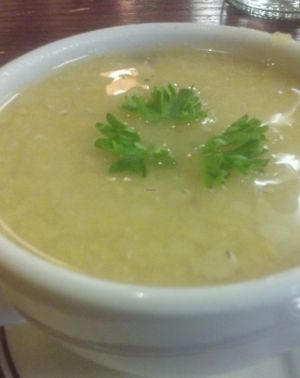 Cup of lentil soup. at Portia's Cafe in Columbus