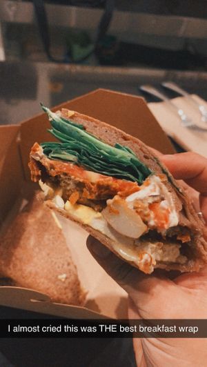 Amazing breakfast sandwich  at Portia's Cafe in Columbus