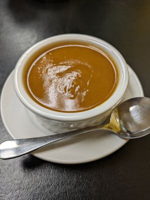 Butternut sweet potato soup #Veganuary at Portia's Cafe in Columbus
