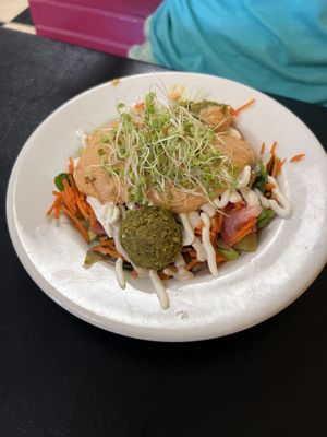 Mediterranean Wrap in a bowl   at Portia's Cafe in Columbus