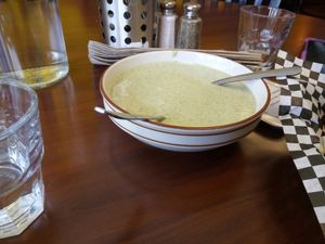Creamy Raw broccoli soup at Portia's Cafe in Columbus
