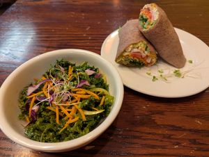 Deep Green (salad) and half Great Tofu Wrap at Portia's Cafe in Columbus