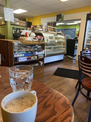 Latte & Cute Interior!  at Portia's Cafe in Columbus