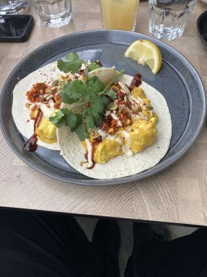 Tofu scramble tacos! (We had to have them again)  at Soulful Home Cafe in Mount Waverley