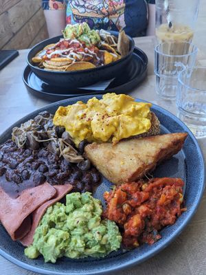 Vegan Big Breakfast and Cheesy Nachos with Vegan Chicken at Soulful Home Cafe in Mount Waverley